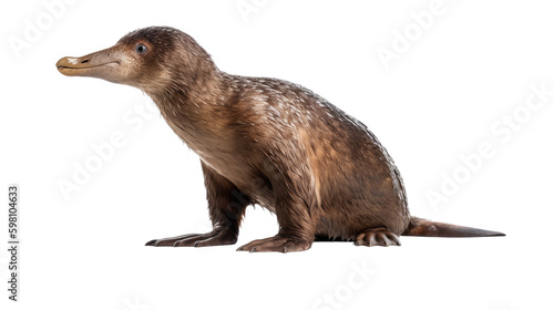 Platypus isolated on transparent background created with generative AI technology photo