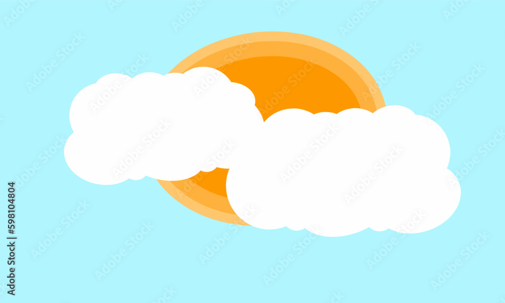 Vector illustration. Illustration of sunlight covered by clouds. Sunny weather in an area. Flat design. Vector illustration. Illustration of sunlight covered by clouds. Sunny weather in an area. Flat design.