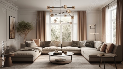 A subtle and sophisticated interior design with a neutral color palette. AI generated © ArtStage