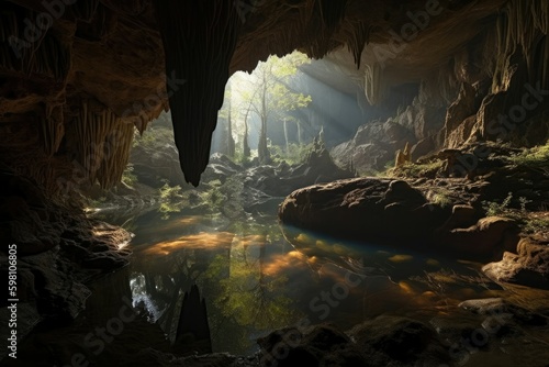 Network of subterranean rivers flowed beneath the earth, carving out vast underground caverns filled with strange and wondrous creatures. Generative AI