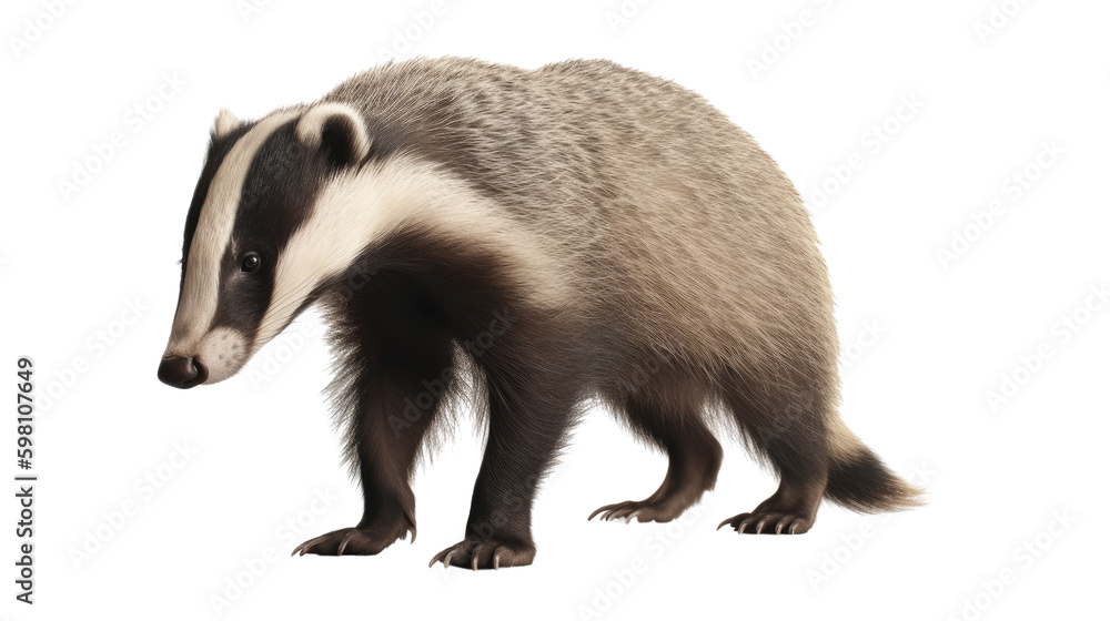 Badger isolated on transparent background created with generative AI technology
