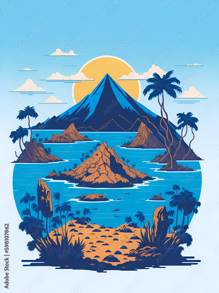Galapagos islands landscape. AI generated illustration