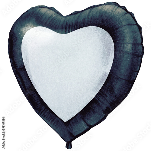 watercolor hand drawn heart shaped realistic ballooon photo