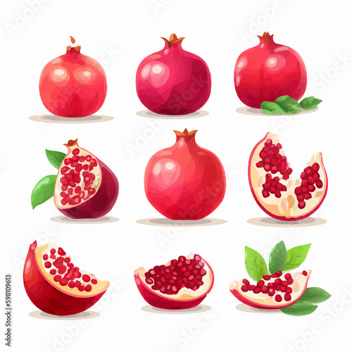 Add a burst of color to your designs with these pomegranate vector graphics.
