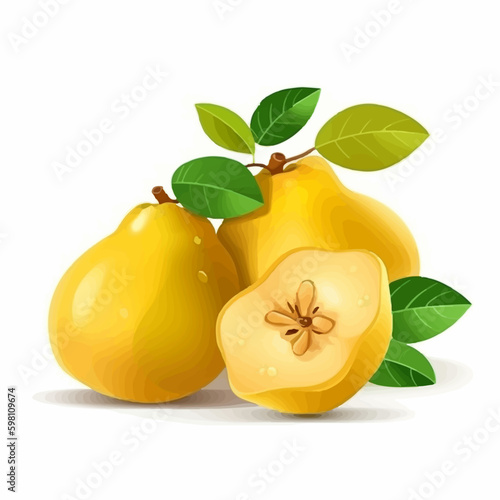 Papier peint Create a fruity atmosphere with this set of quince vector illustrations