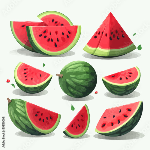 A collection of vector graphics showcasing the beauty of watermelons.