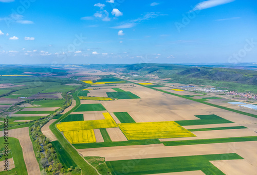 Aerial landscape of the Tarnava valley - Romania