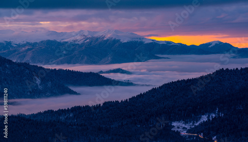 sunset over the mountains © George Kurashvili