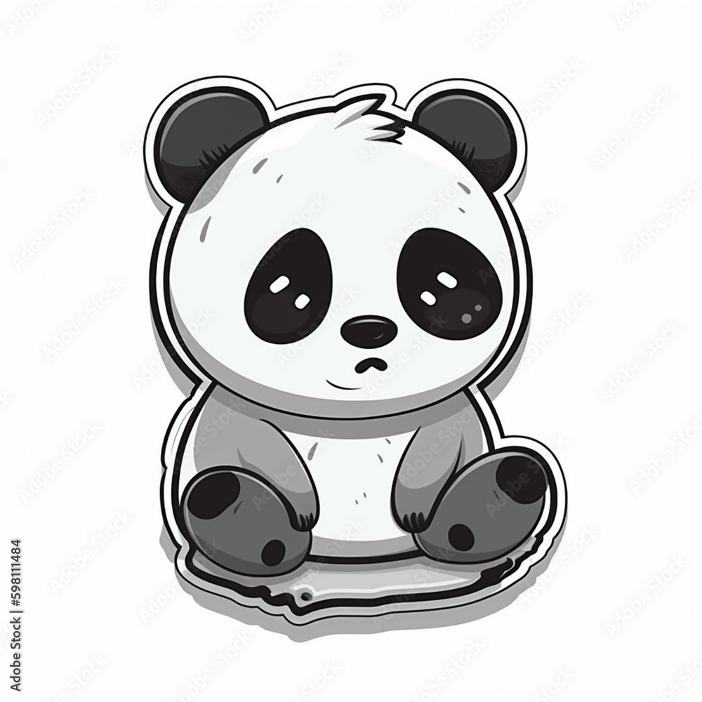 Fototapeta premium a cute sad panda bear cartoon illustration