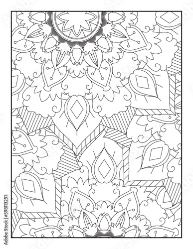Floral Mandala Coloring Pages. Flower Mandala Coloring Page. Coloring Page For Adult. Vintage decorative elements. Oriental pattern  vector illustration. Coloring book page