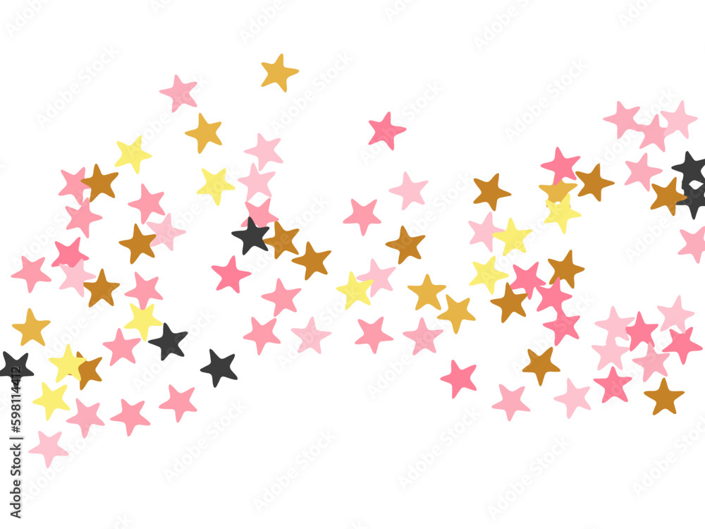 Fashionable black pink gold stars falling vector background. Many stardust spangles birthday decoration particles. Celebration stars falling wallpaper. Spangle particles greeting decor. Fashionable black pink gold stars falling vector background. Many stardust spangles birthday decoration particles. Celebration stars falling wallpaper. Spangle particles greeting decor.