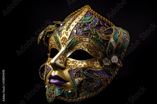 Celebrate the Southern Religious Roots of Mardi Gras with this Vibrant Three-Dimensional Mardi Gras Mask, Generative AI