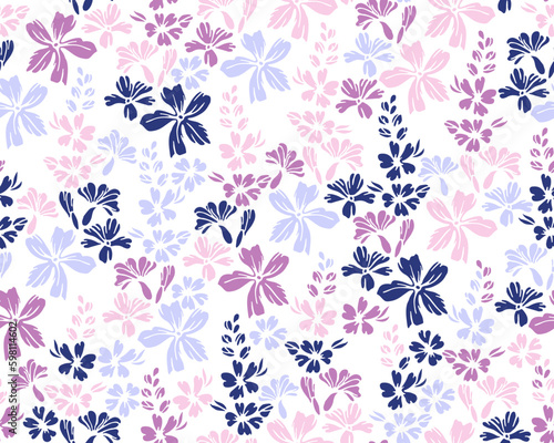 Tiny field buttercup flowers repeat ornament vector illustration. Ditsy