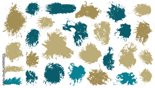 Acrylic muddy brushstroke mega set. Isolated smudge blotch creative shapes. Splattered splash textured banner backdrop bundle. Brush stroke paint splashes drawing.