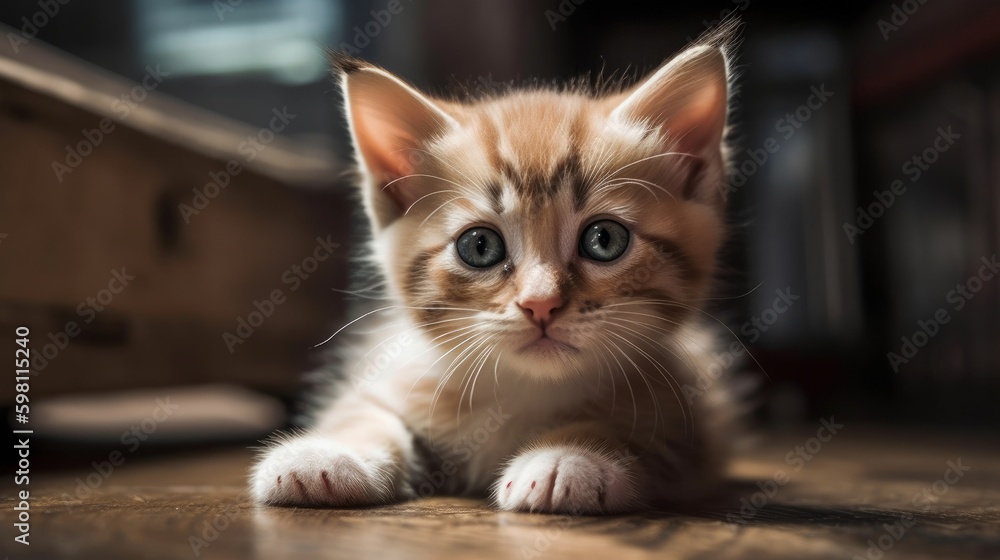 A cute baby cat, cute, kitten, ai, ai generative, illustration
