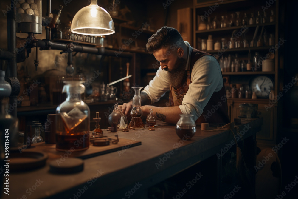 Hipster Coffee Alchemist, Generative AI Hipster Coffee Alchemist, Generative AI