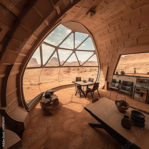 Interior architecture floor plan concepts on planet mars