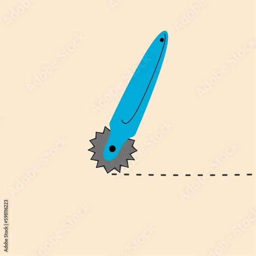 Sewing roller isolated on beige background. Textile industry concept. Vector illustration.
