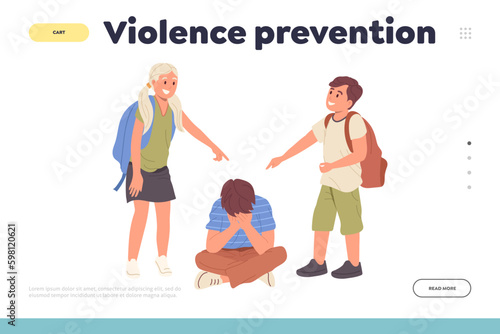 Violence prevention concept for landing page with school children bullying their classmates Generative AI