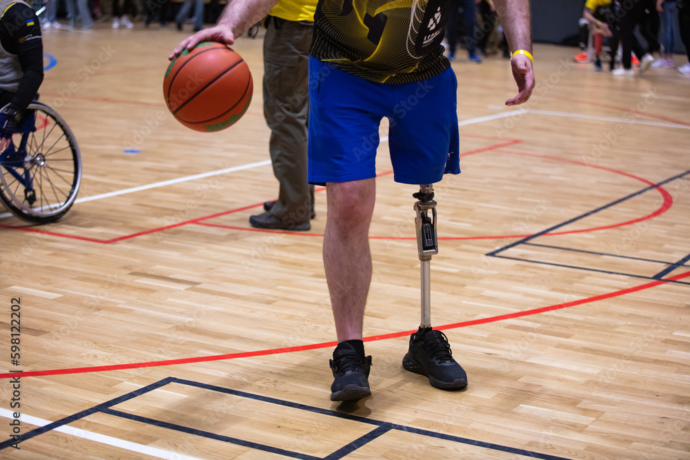 Lviv, Ukraine - May 29, 2023: Invictus Games Ukraine 2023 in Lviv. Wheelchair basketball match