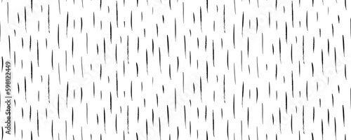 Rain motif seamless banner with thin vertical lines. Hand drawn black pen strokes. Abstract modern vector texture with dashed strokes and dotted lines. Short grunge simple brushstrokes. Doodle style.