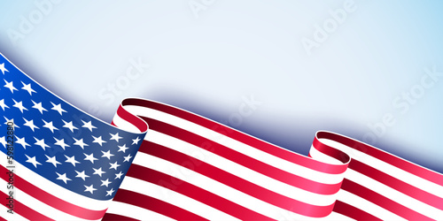 Waving flag of the United States of America. illustration of wavy American Flag for Independence Day. American Flag Flowing. American flag on transparent background - vector illustration.