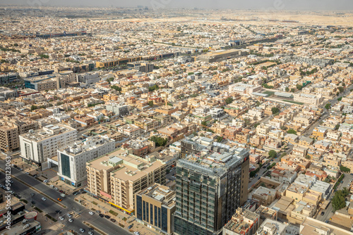 Aerial panorama of residential district of Riyadh city, Al Riyadh, Saudi Arabia photo