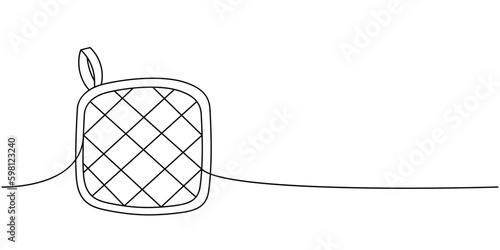 Kitchen mitten one line continuous drawing. Kitchen tools continuous one line illustration. Vector minimalist linear illustration.