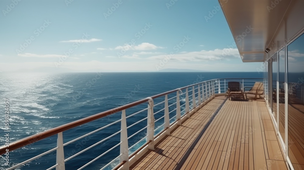 Seaview from cruise ship by Generative AI - obrazy, fototapety, plakaty 