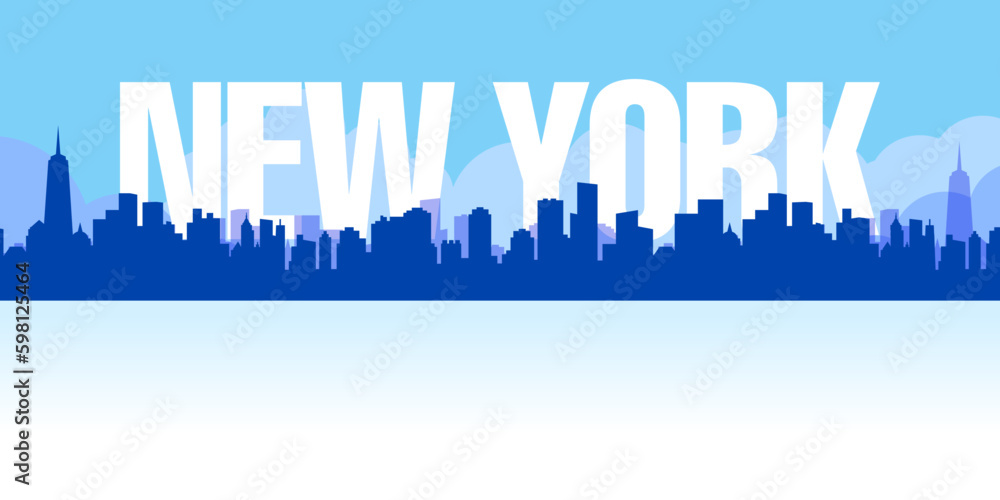Panorama of top world-famous landmarks of New York City, America for travel posters and postcards. vector illustration.
