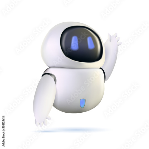 3D artificial intelligence. Chat Bot neural network, AI servers and robots technology, artificial bot mind and intelligent robotic building. Customer support service Chat Bot. 3D robot Generative AI