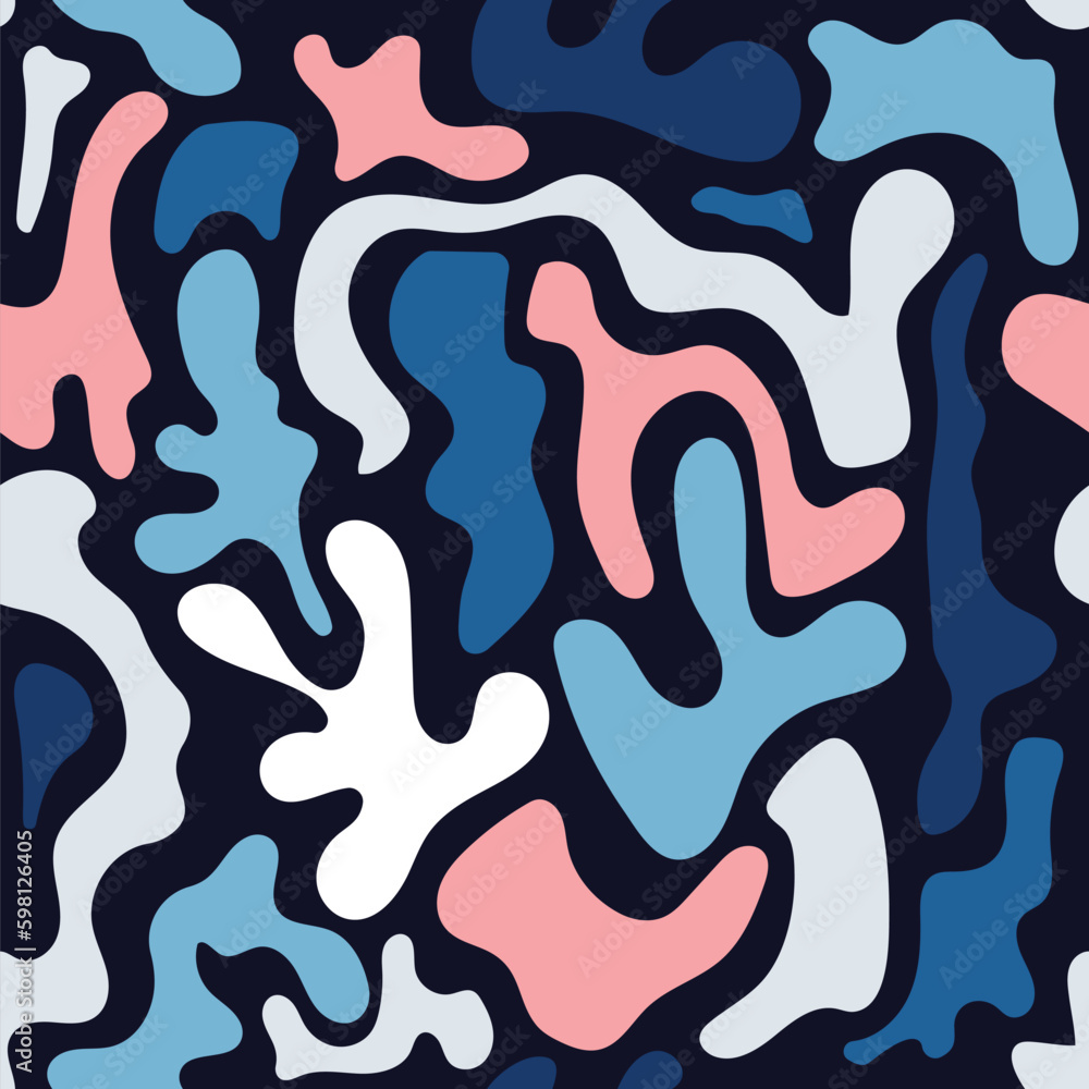 Various hand-drawn abstract shapes seamless pattern vector illustration