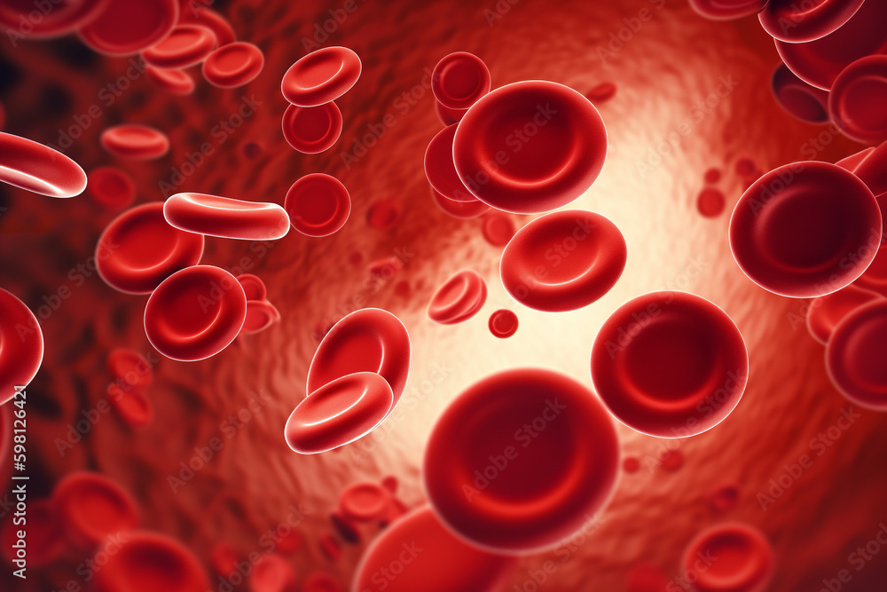 Illustration of red blood cells, Generative AI Illustration of red blood cells, Generative AI