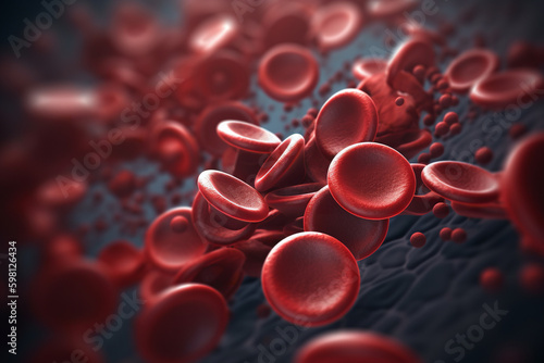 Illustration of red blood cells, Generative AI