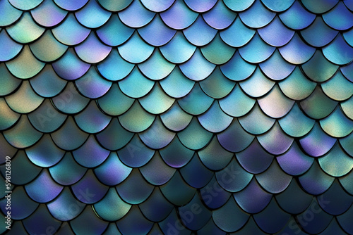 Shiny fish scales, geometric, blue tones, background, wallpaper, texture, Generative AI