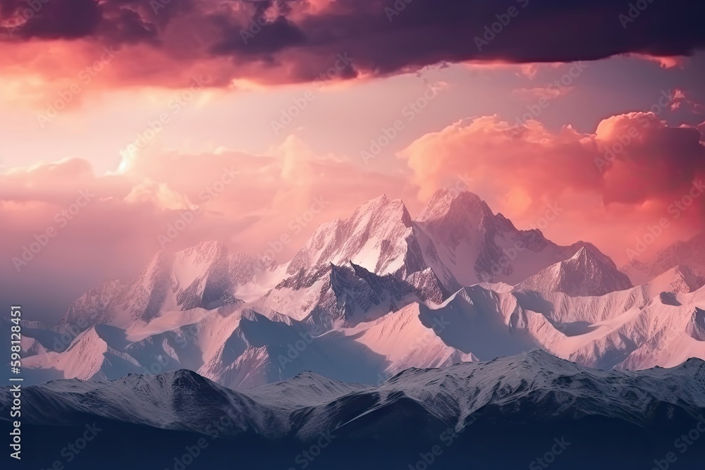 Snow-capped peaks of the mountain range rose majestically into the sky, reminding all who gazed upon them of the power of nature. Generative AI