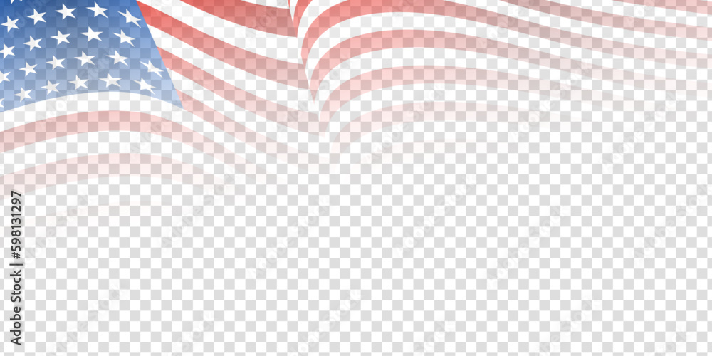 United states of America waving flag with empty, blank, copy space on transparent background. Vector illustration. United states of America waving flag with empty, blank, copy space on transparent background. Vector illustration.