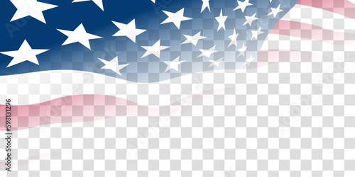 United states of America waving flag with empty, blank, copy space on transparent background. Vector illustration.