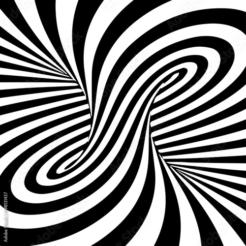 Black and White spiral wall paint decoration. © Ramis