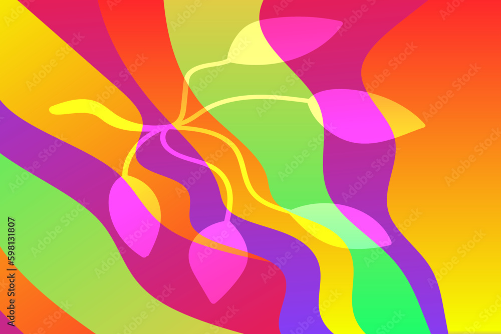 Abstract vector color background with waves and twig.