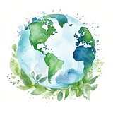 Earth day globe, watercolor art of the earth for earthday. wallpaper background image of the globe, AI