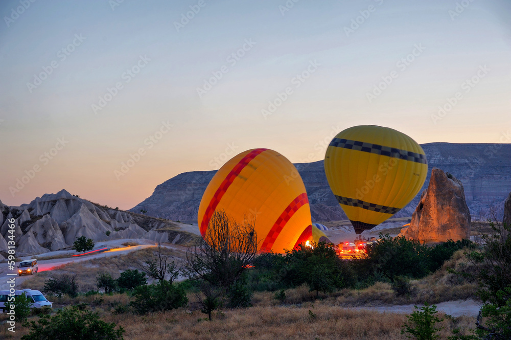 Cappadocia in Turkey with extraordinary hot air balloons in the sky