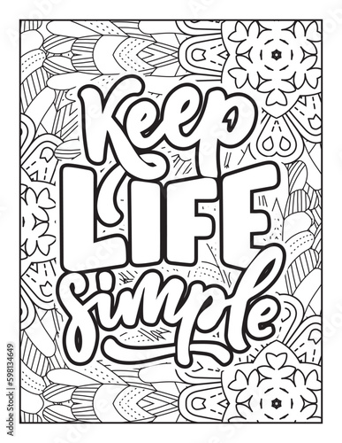 Affirmative quotes coloring page. Positive quotes. Good vibes. Coloring book for adults. Typography design. Hand drawn with inspiration word. Coloring for adult and kids. Quotes. Quotes Coloring.