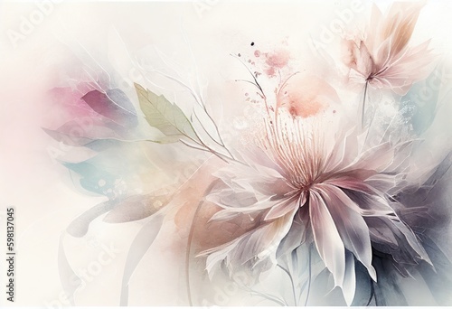 Abstract floral background with watercolor effect by Generative AI
