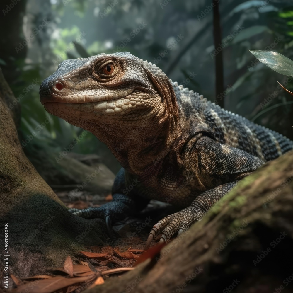 Monitor lizard in natural habitat (generative AI) Monitor lizard in natural habitat (generative AI)