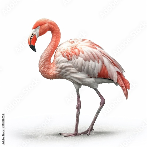Flamingo isolated on white background  Generative AI 