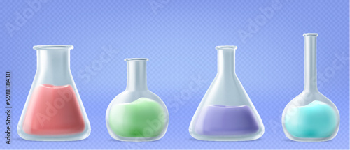 3d Vector Flask Chemistry  Scientific banner for medicine  Biology  Chemistry and science concept. Vector illustration