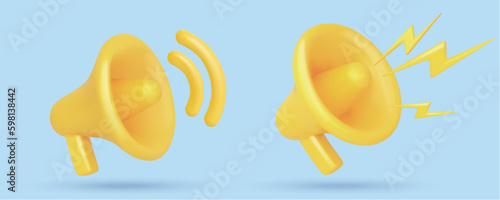 Realistic 3d megaphone, loudspeaker. Vector illustration