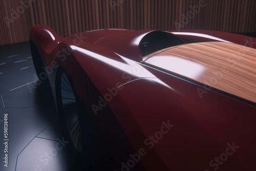 A woodenpaneled race car its sleek vintage design taking onlookers back in time. Speed drive concept. AI generation. Generative AI photo