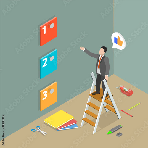 3D Isometric Flat Vector Conceptual Illustration of Task Management, Creating a Prioritized Work To-Do List